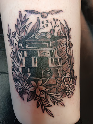 Explore female elbow tattoo ideas, creative tattoo ideas in Yorktown, available at Army Navy Tattoo