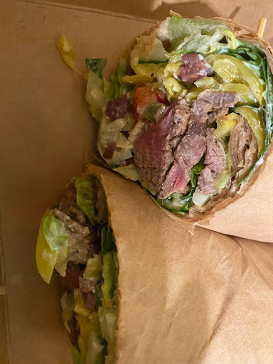 Grilled beef Greek wrap