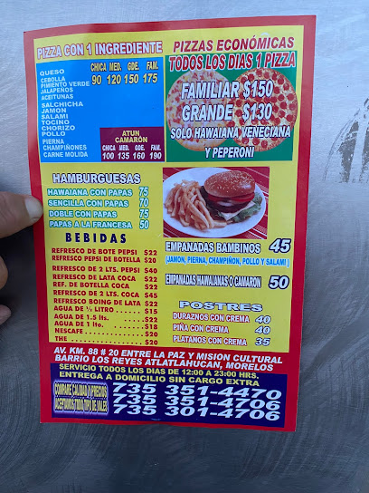 Bambinos pizza - Km. 88 #20, Barrio de los Reyes, 62840 Atlatlahucan, Mor., Mexico