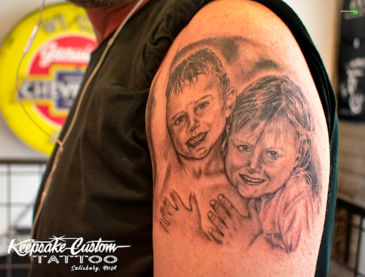 Explore outer arm tattoo ideas, creative tattoo ideas in Salisbury, available at Keepsake Custom Tattoo & Body Piercing Laser Tattoo Removal