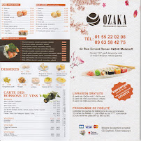 Restaurant japonais Ozaka à Malakoff (la carte)