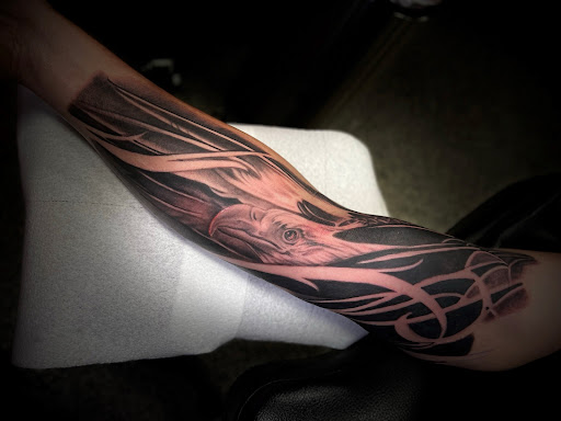 Explore circle tattoo cover up ideas, creative tattoo ideas in Smithville, available at Sanctioned Arts Tattoo Co.