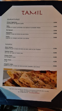 Menu / carte de Restaurant Tamil à Strasbourg