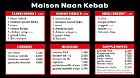 Halal - Maison Naan Kebab à Perpignan carte