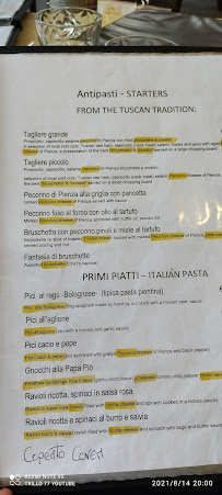Ristorante Pizzeria La Mensa del Conte à Pienza menu