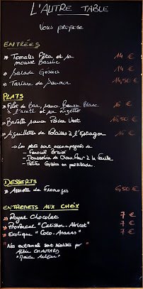 Menu du L'Autre Table - Restaurant & Bar à Vins à Vedène