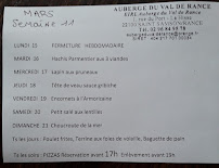 Carte du AUBERGE DU VAL DE RANCE (restaurant) à Saint-Samson-sur-Rance