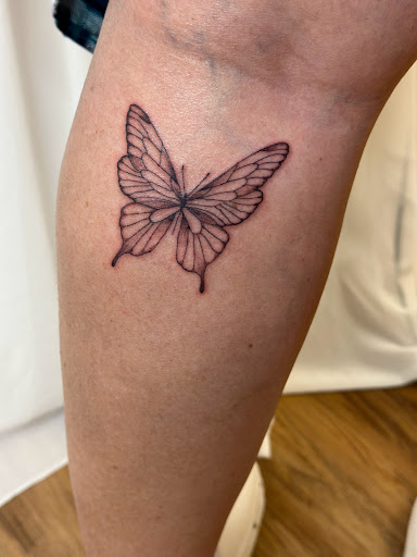 Explore leg tattoo idea, creative tattoo ideas in Sarasota, available at Diamond Reigns Tattoos