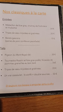 Restaurant français Le Genty Magre à Toulouse (le menu)
