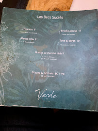 Verde à Paris menu