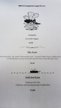 Menu / carte de Hacienda Mexicana à Wertheim am Main