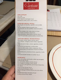 Menu / carte de Enoteca Cartuxa à Evora