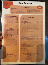 Chez Maurice à Paris menu