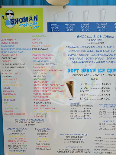 Ice Cream Shop «Snoman Snoballs», reviews and photos, 9534 Burbank Dr, Baton Rouge, LA 70820, USA