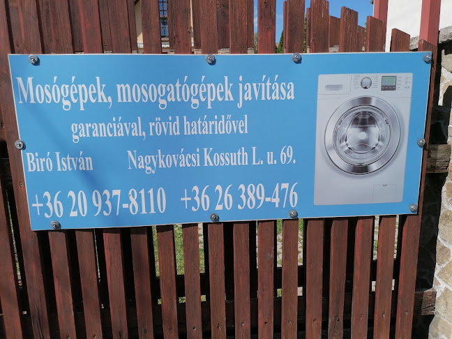 Biró István Mosógép, mosogatógép szerelése javítása