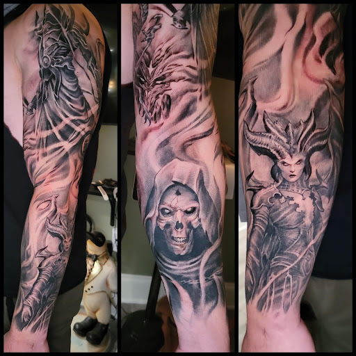 Explore dog love tattoo ideas, creative tattoo ideas in Charles Town, available at Blue Heron Tattoo
