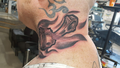 Explore dog outline tattoo ideas, creative tattoo ideas in Longmont, available at Sharkys Paradise