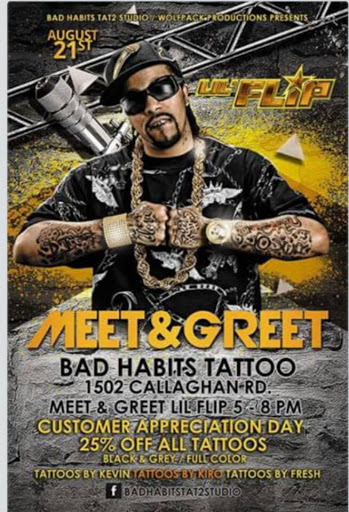 Tattoo Shop «Bad Habits Tattoo Studio», reviews and photos, 1502 Callaghan Rd, San Antonio, TX 78228, USA