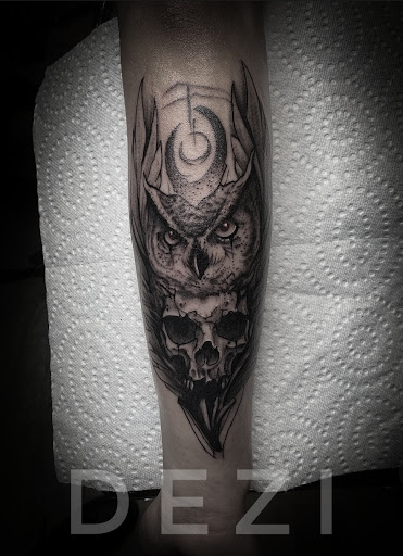 Explore forearm tattoo idea for men, creative tattoo ideas in Downey, available at Dotta Ink Tattoo & Piercing Parlour