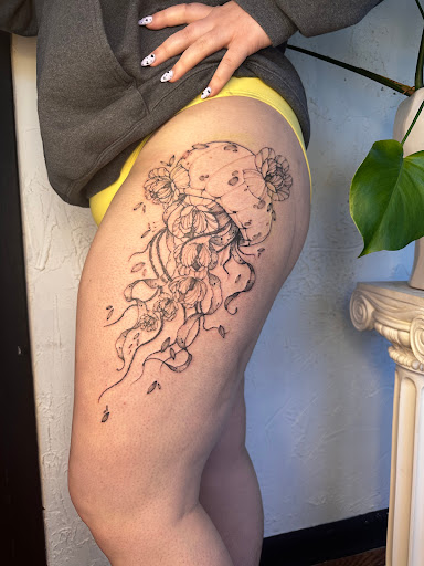 Explore tattoo ideas on back shoulder, creative tattoo ideas in Southampton, available at Le Uke Tattoo Studio