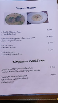 Restaurant familial Albergo Saubacherhof à Barbian (le menu)