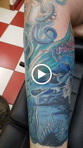 Explore death star tattoo ideas, creative tattoo ideas in Vinton, available at Cherry Bomb Tattoo and piercing