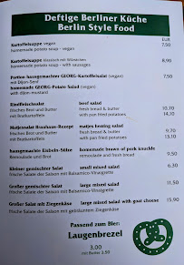 Brauhaus GEORGBRAEU à Berlin menu