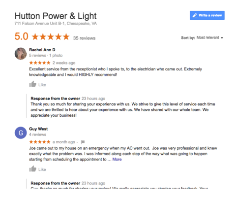 Electrician «Hutton Power & Light», reviews and photos, 5295 Greenwich Rd Ste 110, Virginia Beach, VA 23462, USA