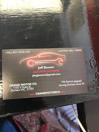 Used Car Dealer «Craige Motor Company», reviews and photos, 1102 S Duke St, Durham, NC 27707, USA