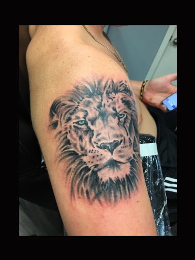 Explore mens patchwork tattoo ideas, creative tattoo ideas in Greenfield, available at Tattoos In Time Studio