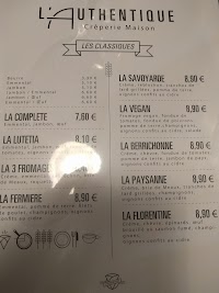 CRÊPERIE L'AUTHENTIQUE à Évreux menu