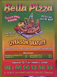 Carte du Bella Pizza à Solliès-Toucas