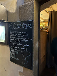 Menu / carte de La Cour des Anges à Colmar