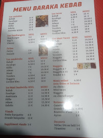 Menu du BARAKA KEBAB à Rives