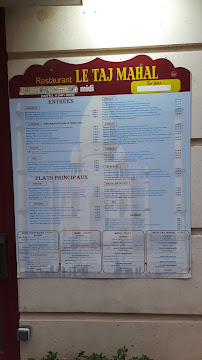 Carte du Restaurant indien à (antigone) LE TAJ MAHAL à Montpellier