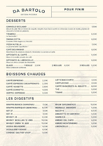 Menu du Osteria Pizzeria da Bartolo à Bordeaux