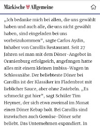 Menu / carte de Carollis Döner Oranienburg à Oranienburg