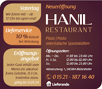 Menu du Hanil Restaurant Biebesheim Geflügelzuchtverein Biebesheim à Biebesheim am Rhein