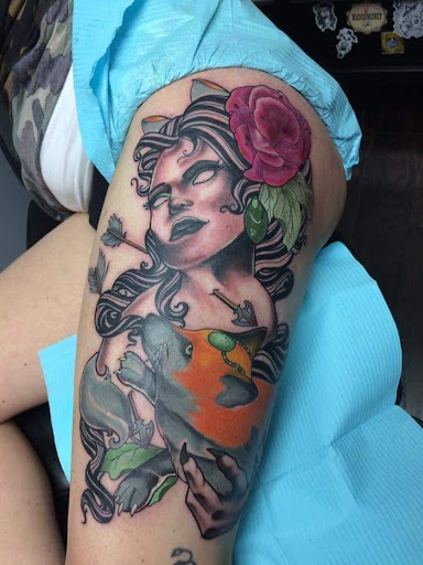 Explore side arm tattoo ideas, creative tattoo ideas in Gainesville, available at Golden Gator Tattoo