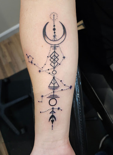 Explore female chest piece tattoo ideas, creative tattoo ideas in Staten Island, available at Whats Up Your Sleeve Tattoo Shop & Gallery