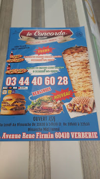 Restaurant turc Le Concorde Kebab Pizzeria Verberie à Verberie (le menu)
