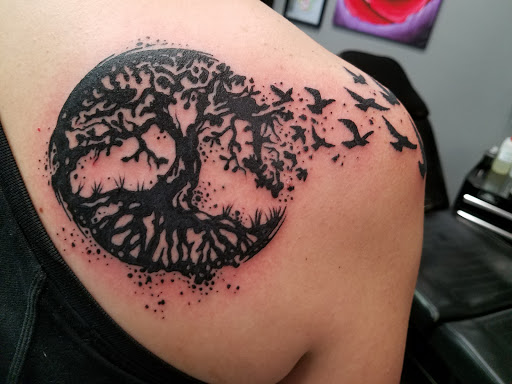 Explore tramp tattoo ideas, creative tattoo ideas in Prince Frederick, available at Red Octopus Tattoos