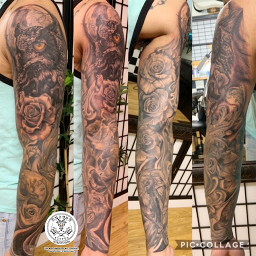 Explore banksy tattoo ideas, creative tattoo ideas in Seattle, available at Dragon Tattoo