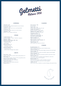 Menu du Gelmetti 1952 à Milan