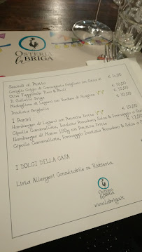 Osteria La Briga à Finale Ligure menu