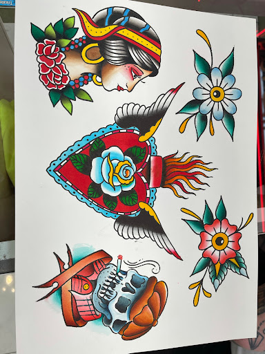 Explore dog outline tattoo ideas, creative tattoo ideas in Honolulu, available at Sacred Art Tattoo Waikiki