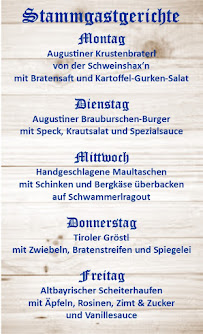 Restaurant bavarois Augustiner Stammhaus à Munich - menu / carte