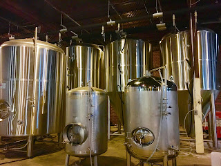 A row of beer taps