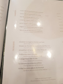 Restaurant français Virgule à Paris (le menu)