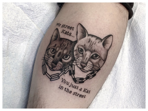 Explore black cat tattoo ideas, creative tattoo ideas in San Francisco, available at Two Cranes Tattoo